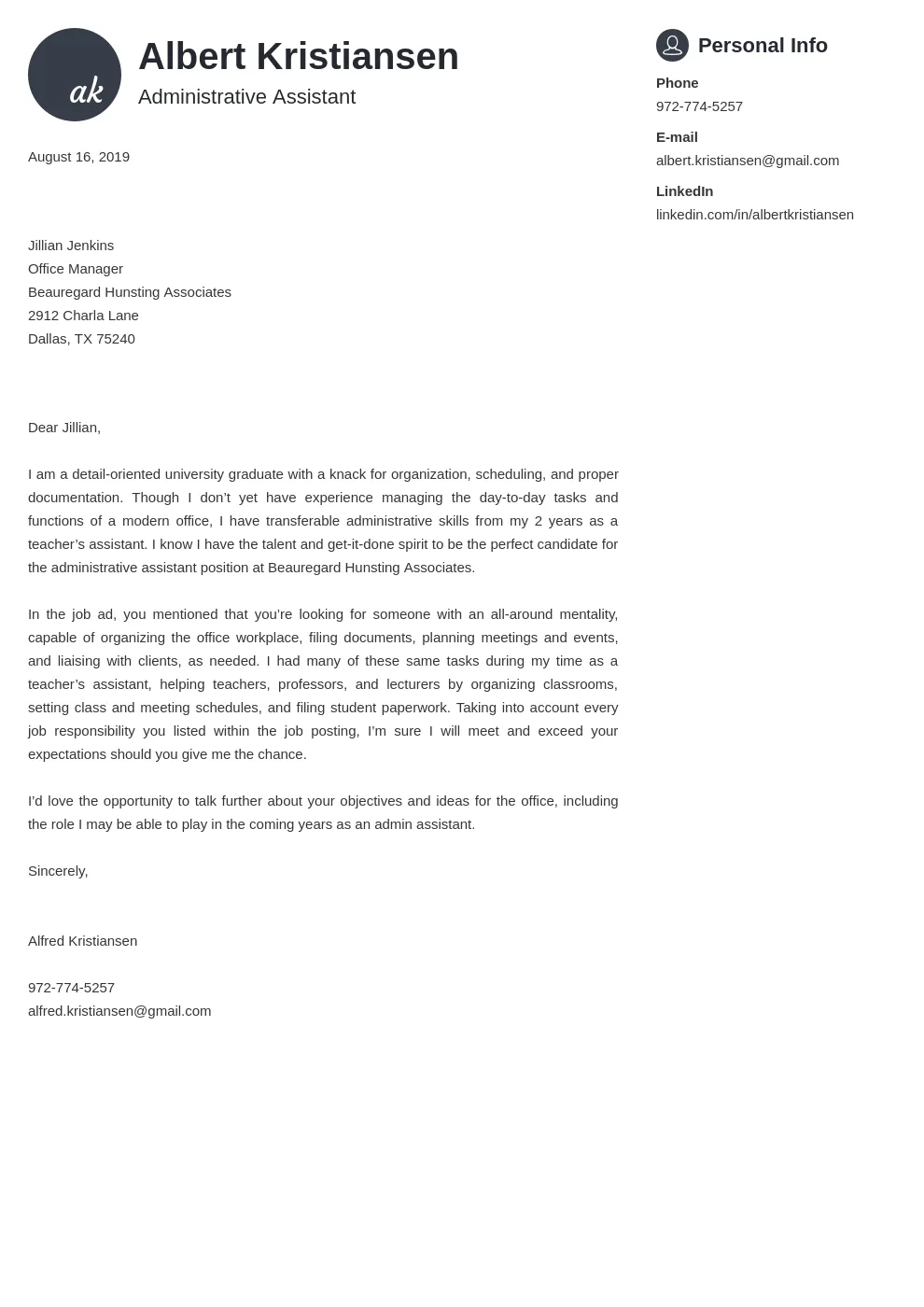 41342 cover letter importance