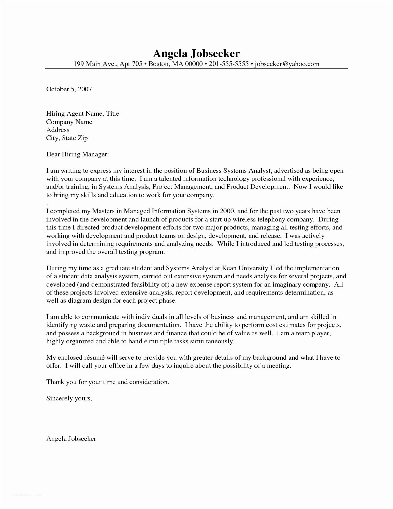 41345 cover letter format