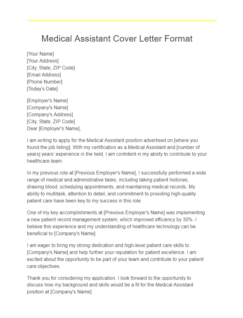 41351 medical assistant cover letter example