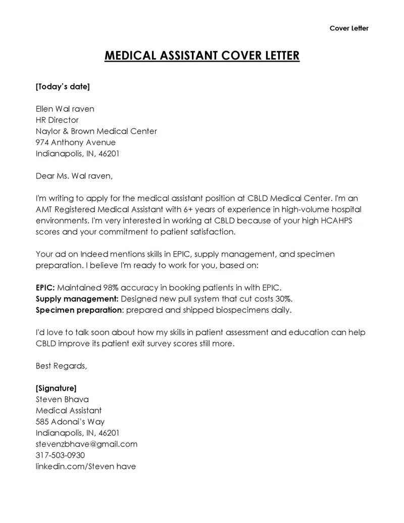 41351 medical assistant letter formatting