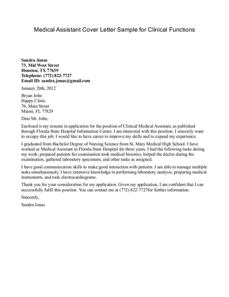 41351 medical assistant resume and cover letter
