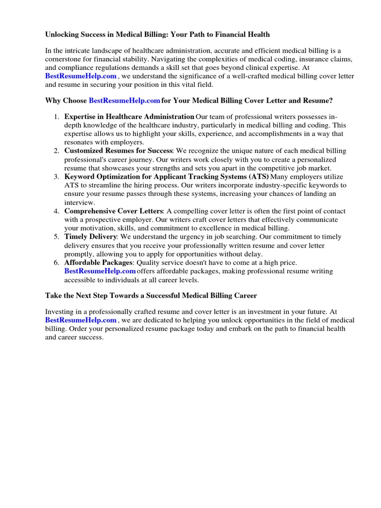 41360 medical biller cover letter writing