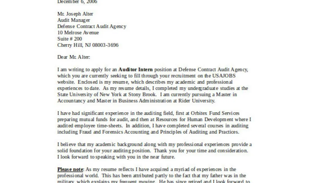 41385 formatting cover letter