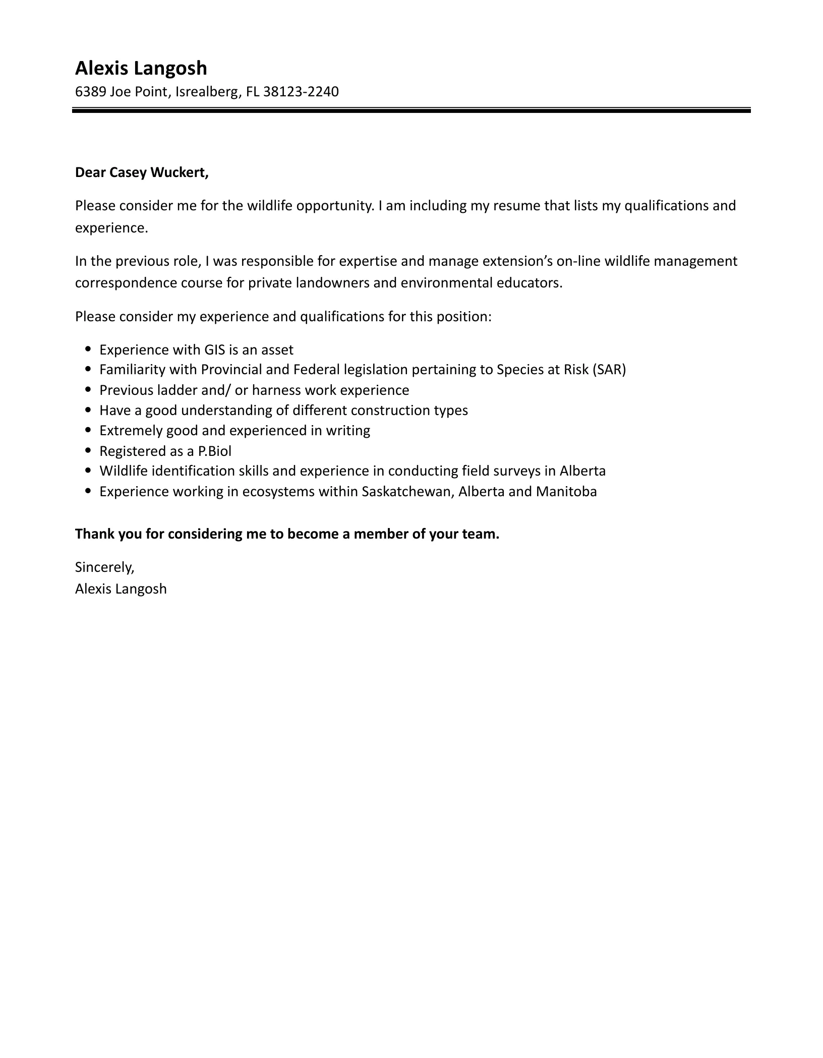 41388 wildlife cover letter closing