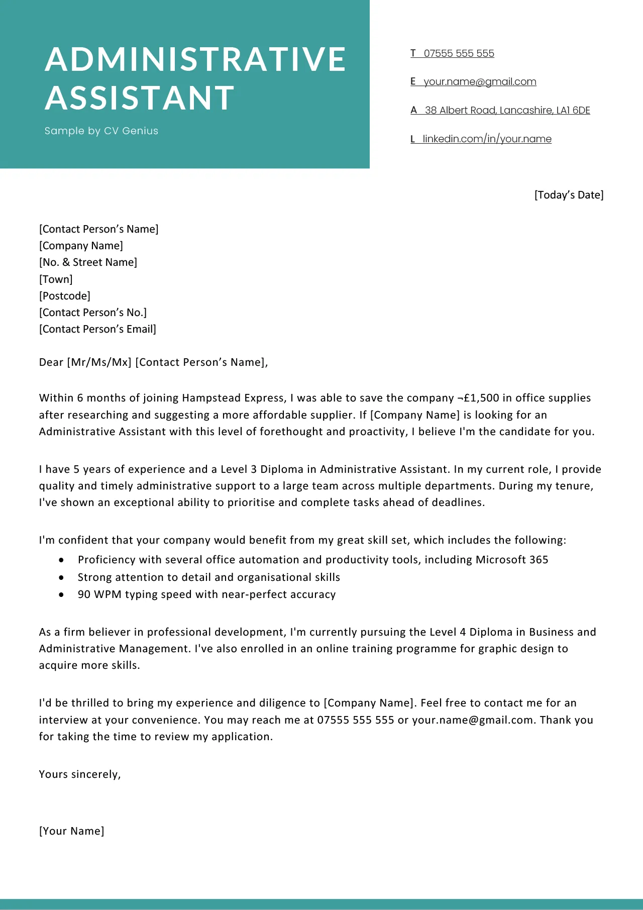 41409 enthusiasm in cover letter