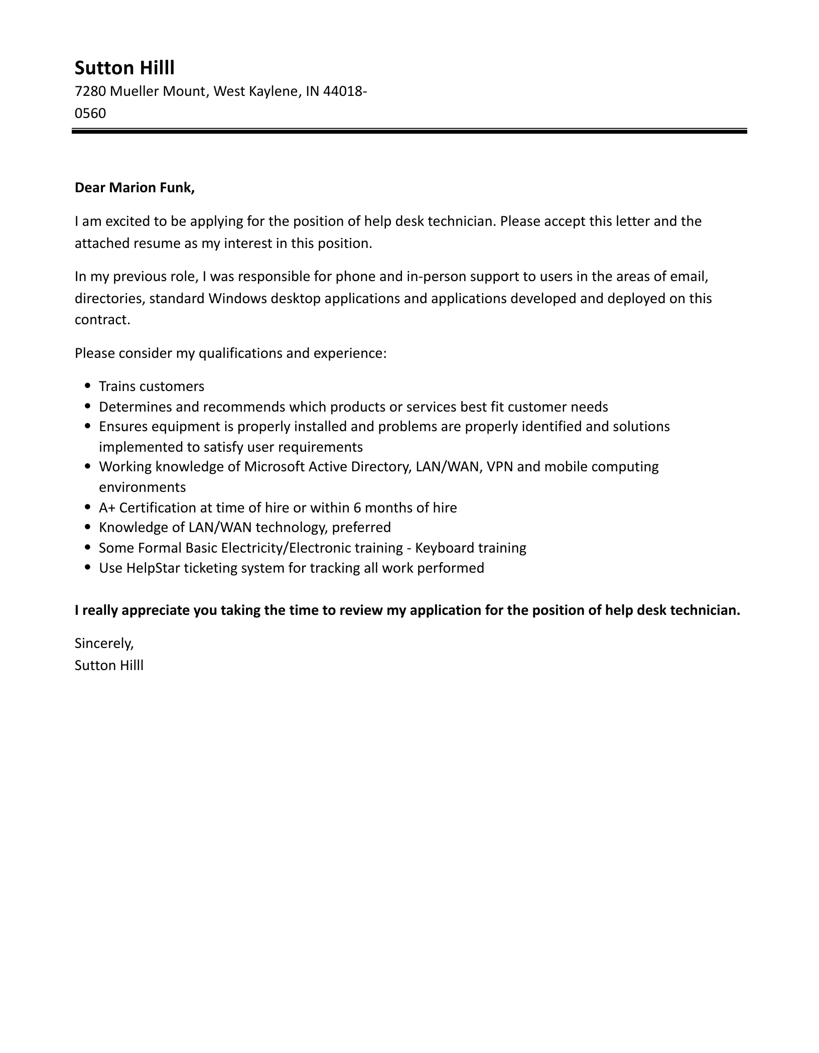 41410 help desk cover letter skills