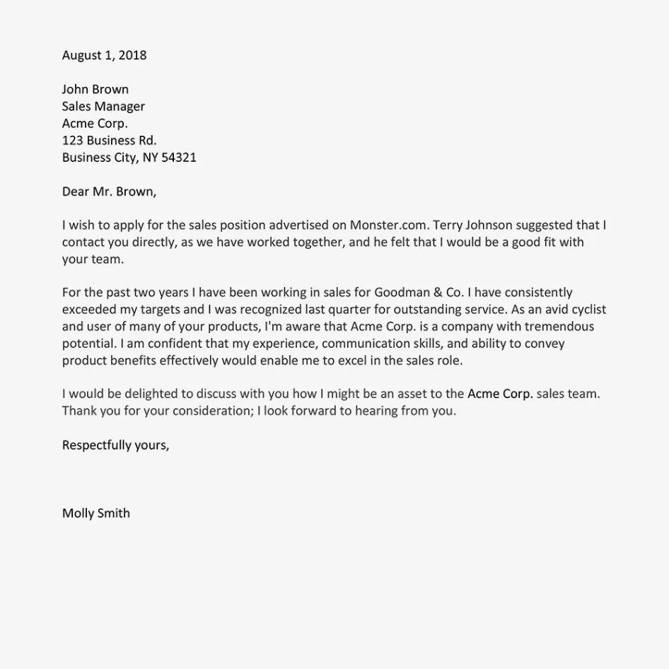 41418 cover letter template monster formatting