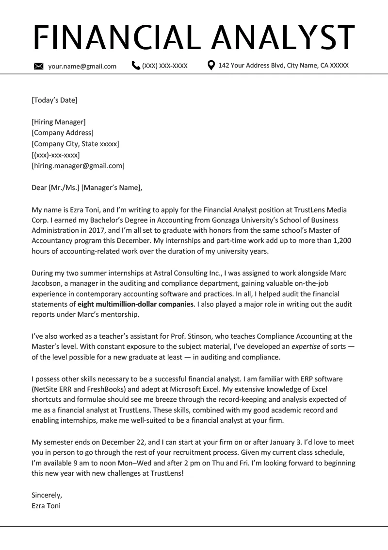 41441 cover letter structure