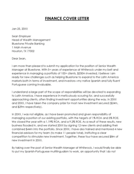 41441 finance analyst cover letter