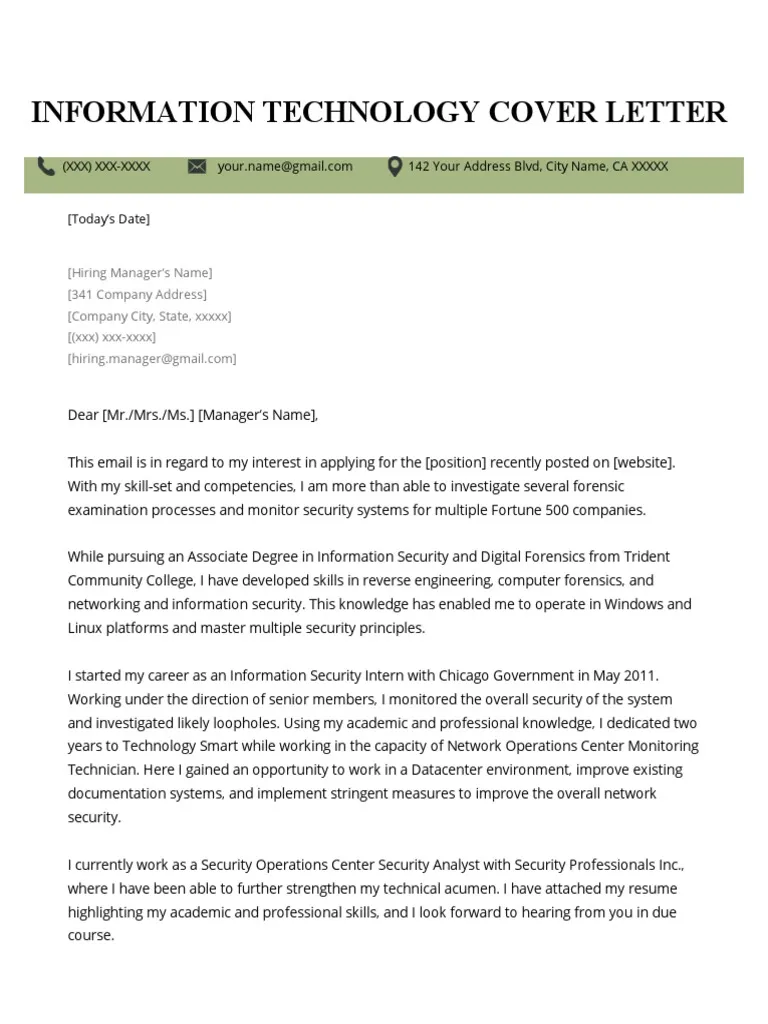 41447 it cover letter header