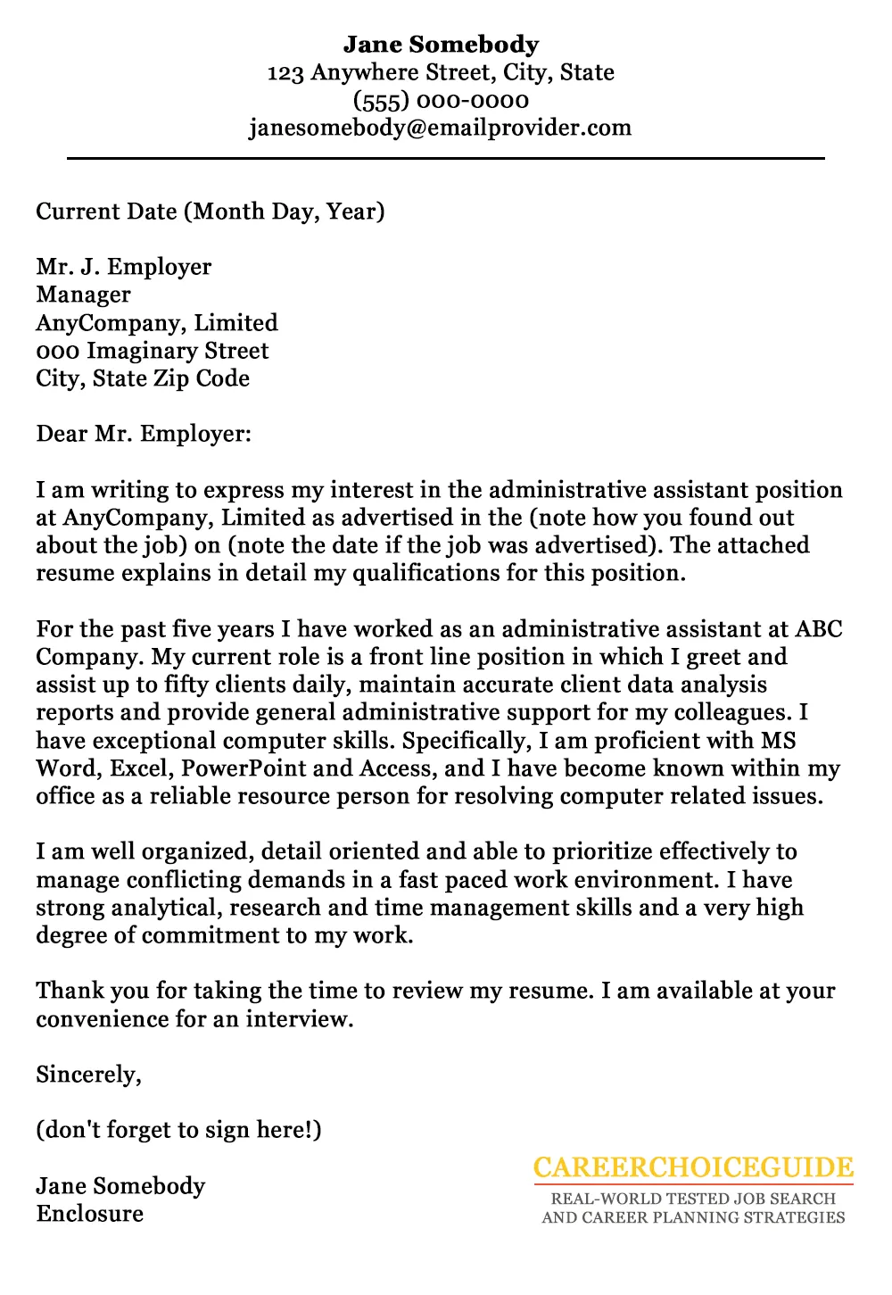 41451 cover letter structure