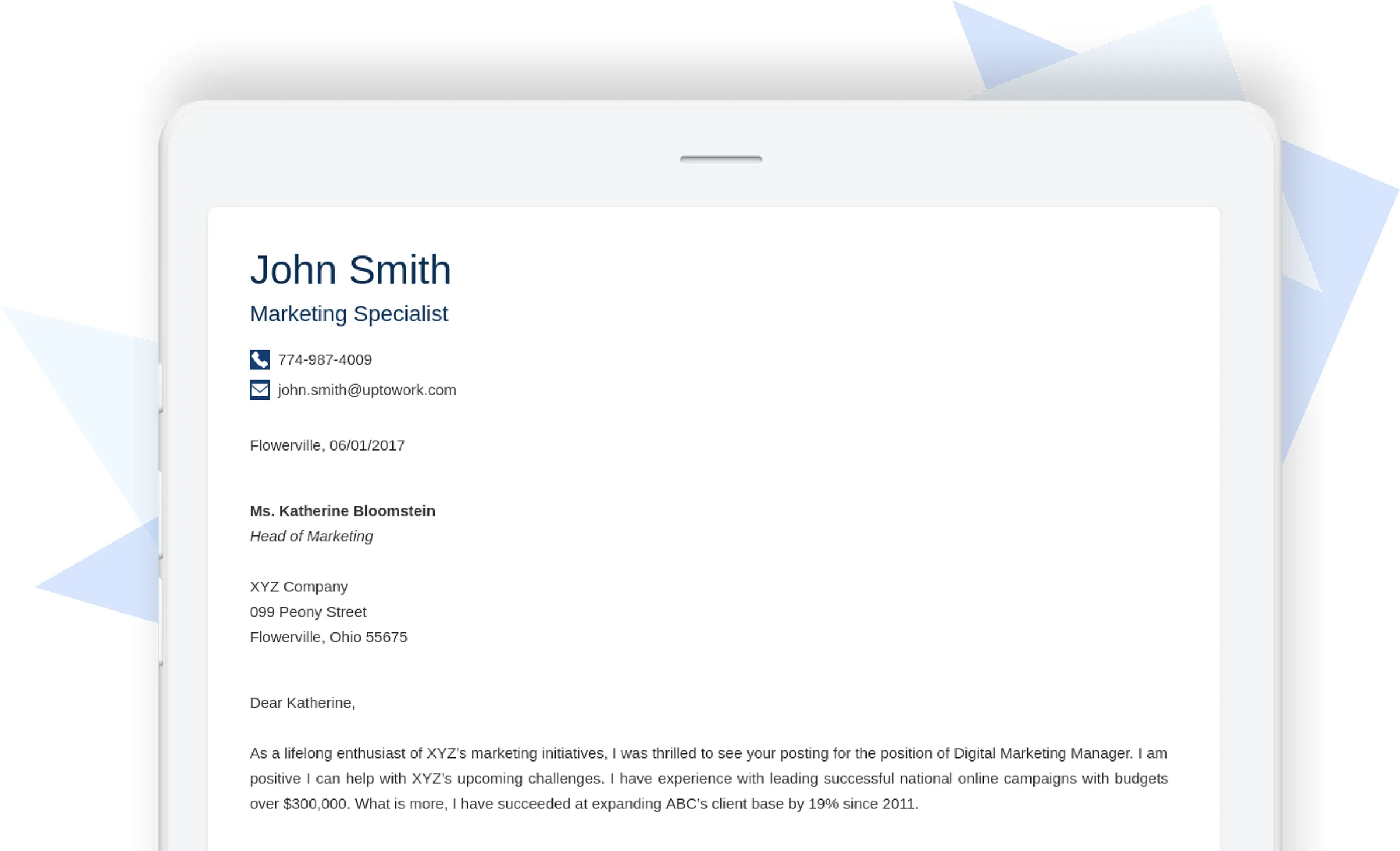 41454 cover letter template components
