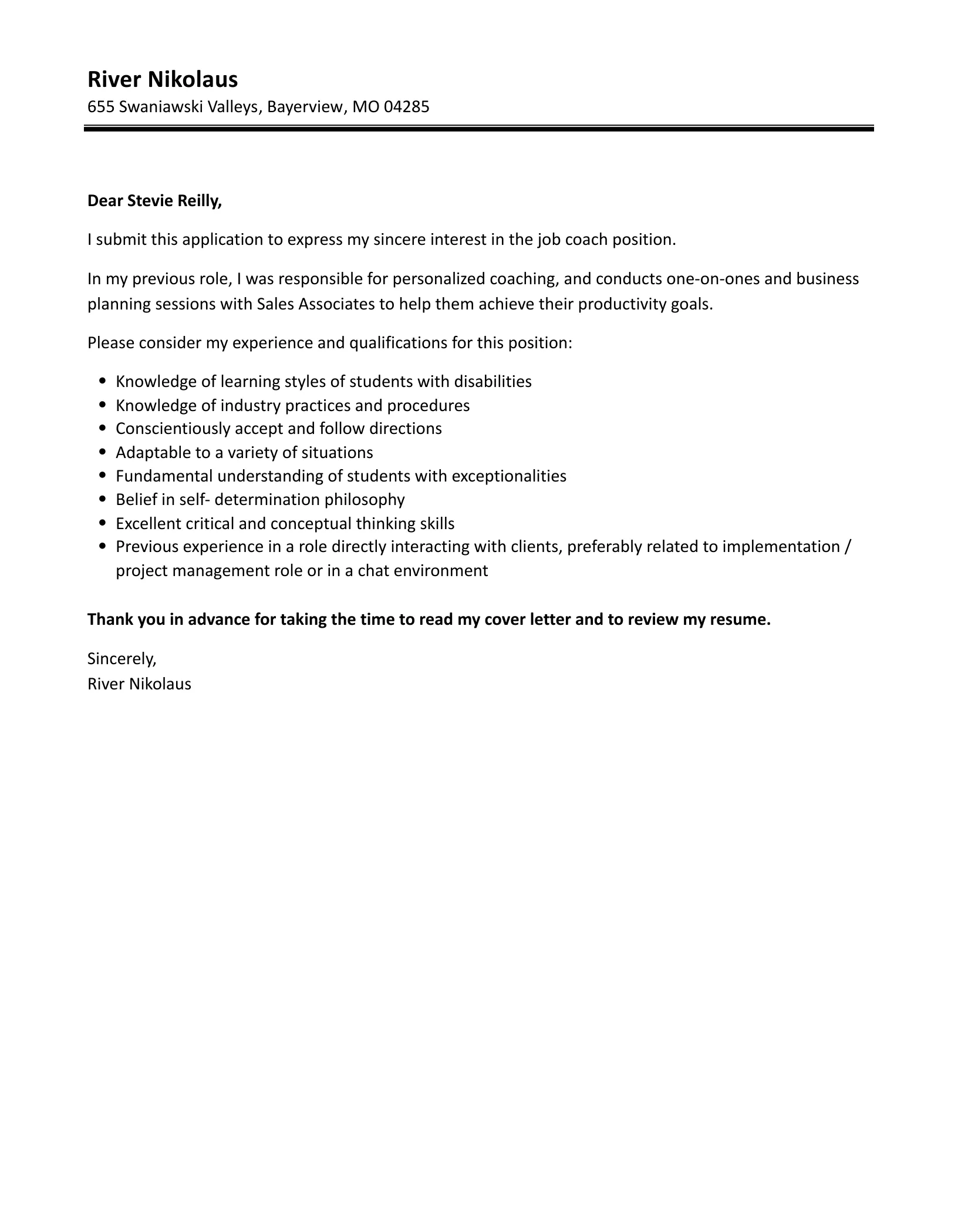 41464 coach cover letter skills