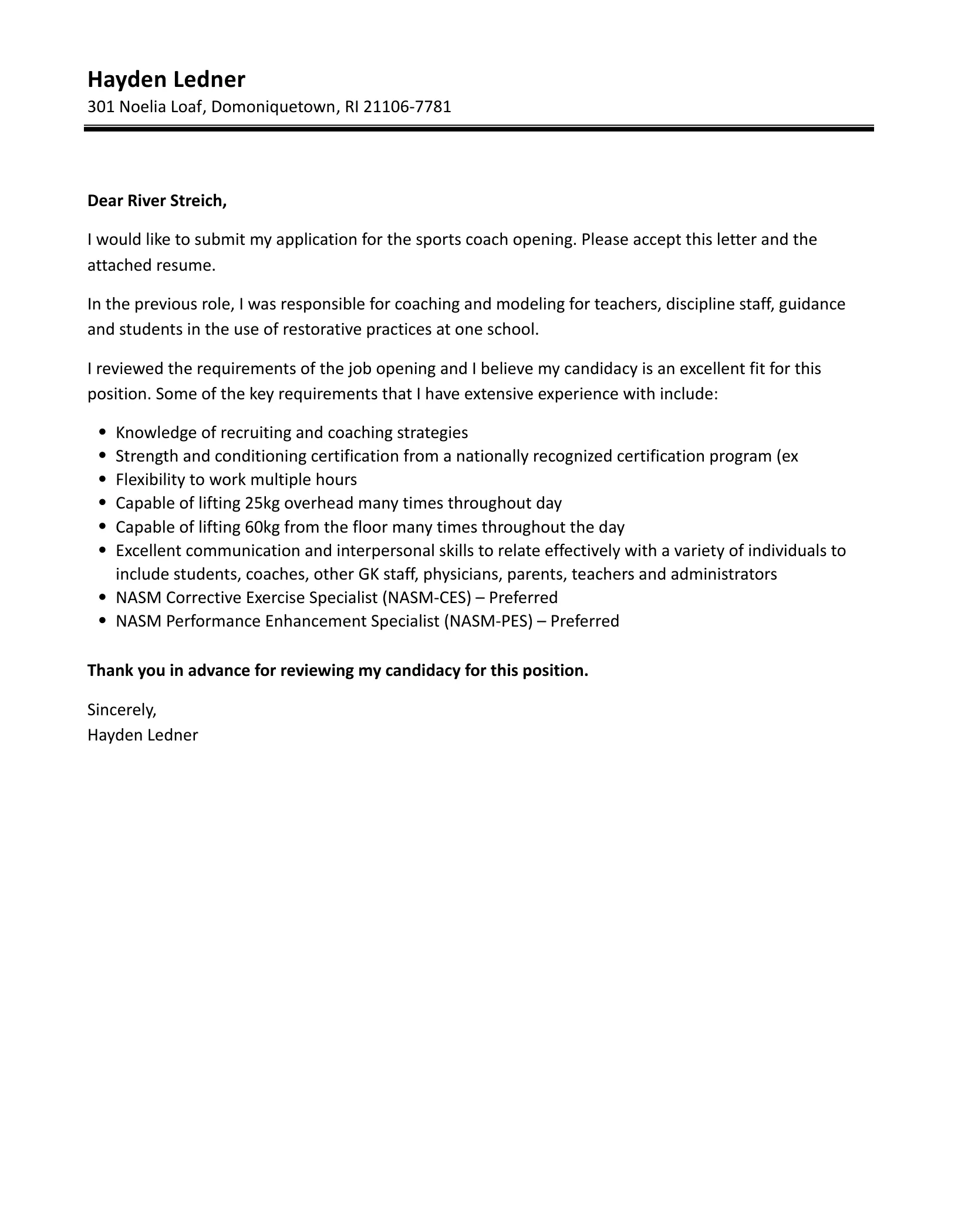 41464 coach cover letter tailoring