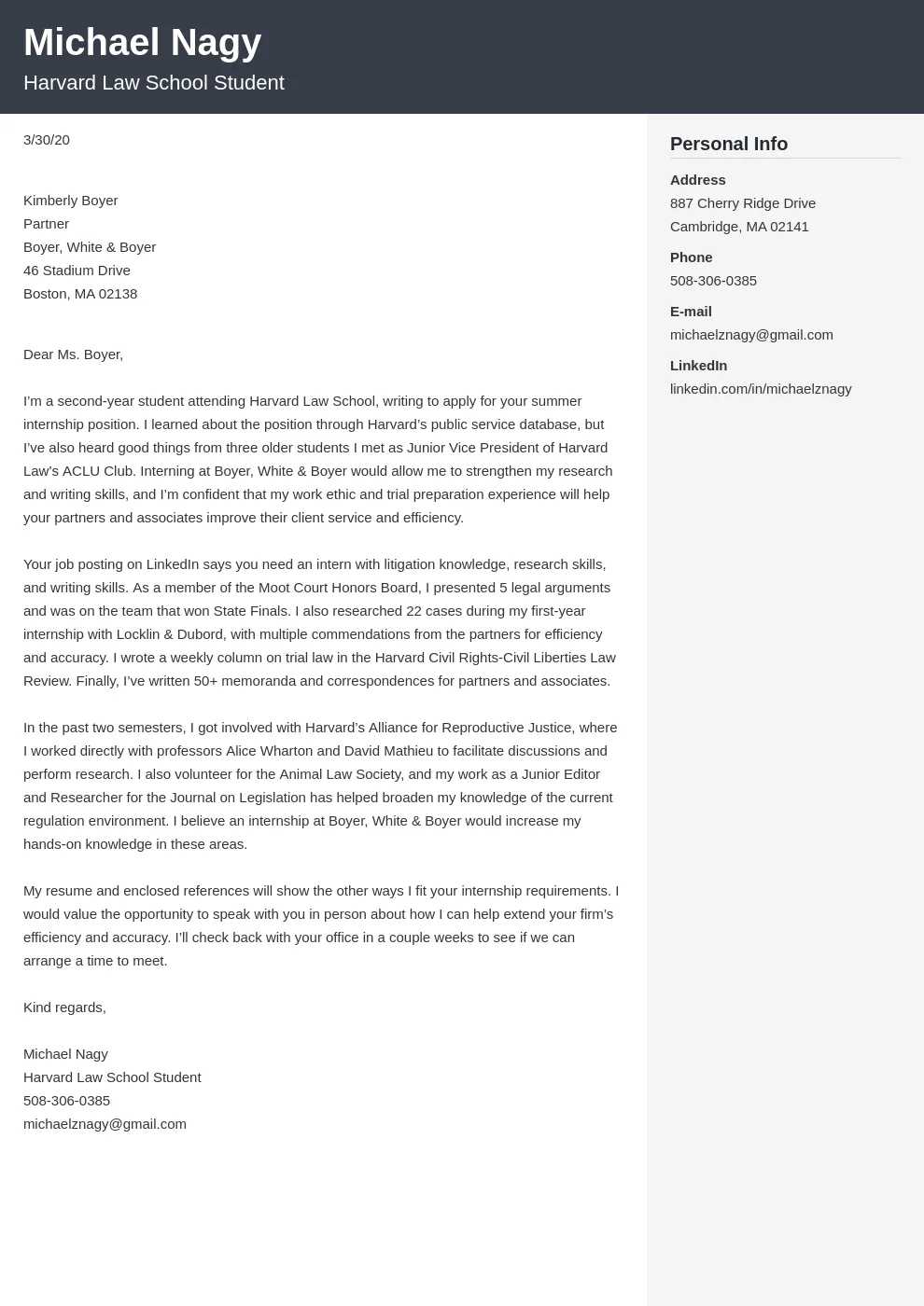 41466 cover letter law purpose