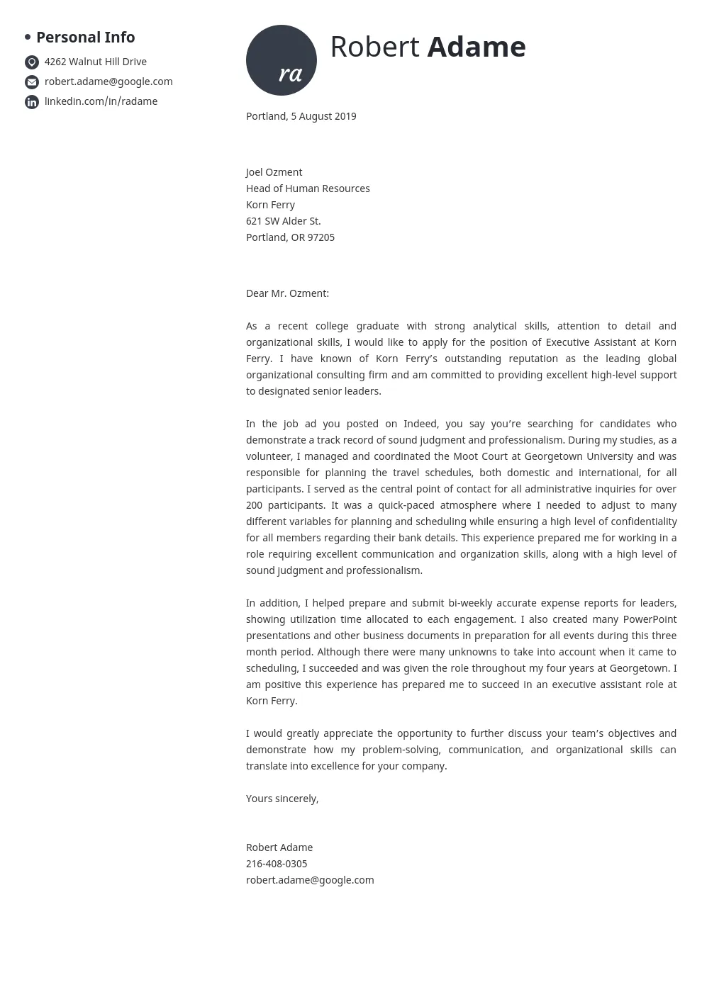 41469 cover letter formatting
