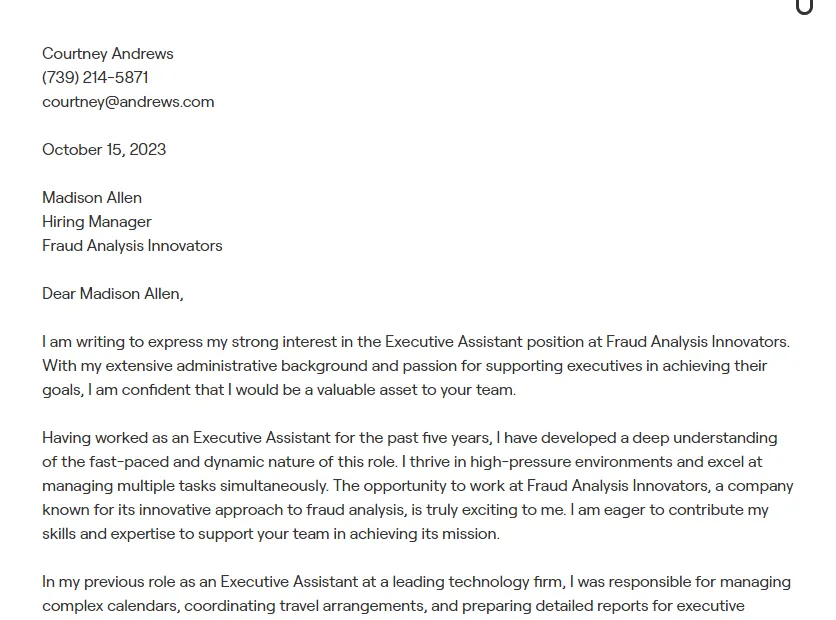 41469 executive assistant organization