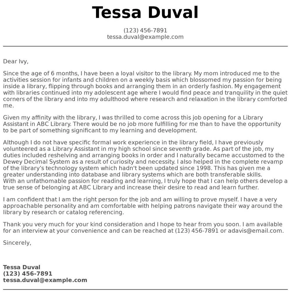 41474 library aide cover letter examples