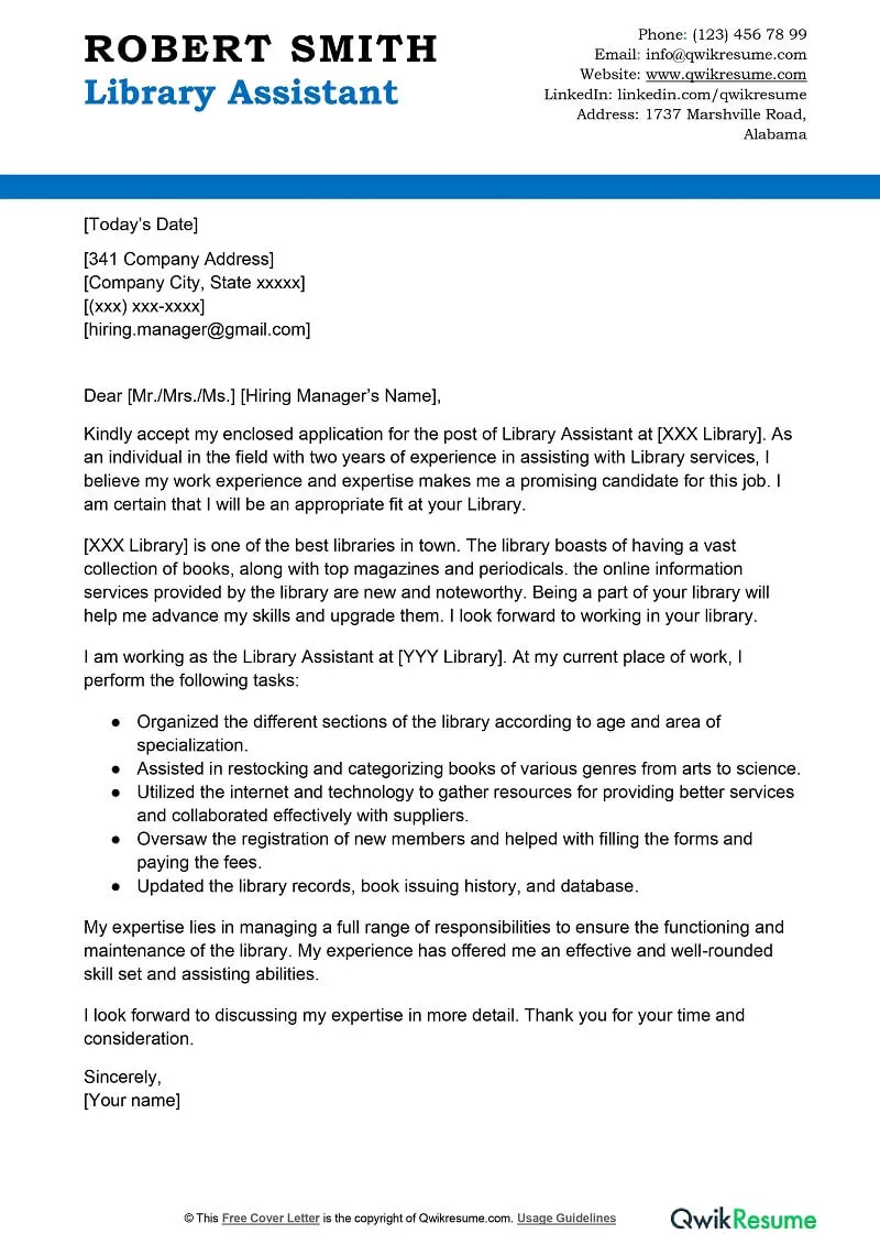 41474 library aide cover letter formatting