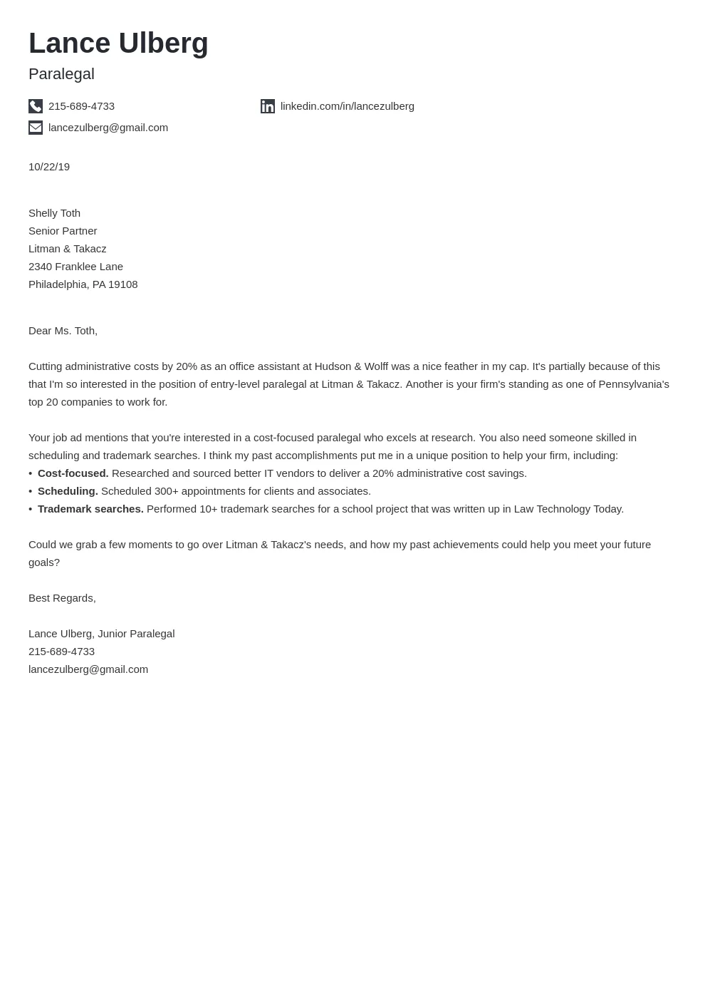 41476 cover letter formatting