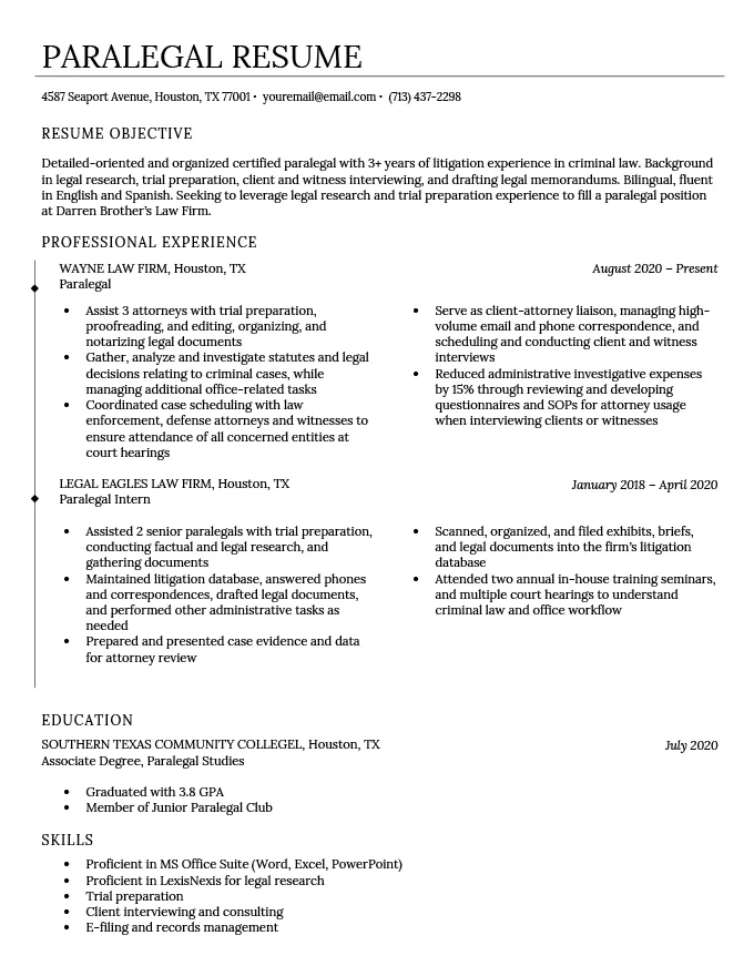 41476 paralegal coursework