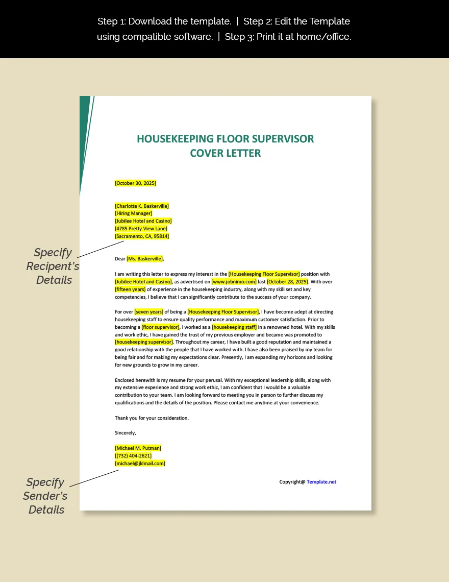 41481 housekeeping supervisor achievements