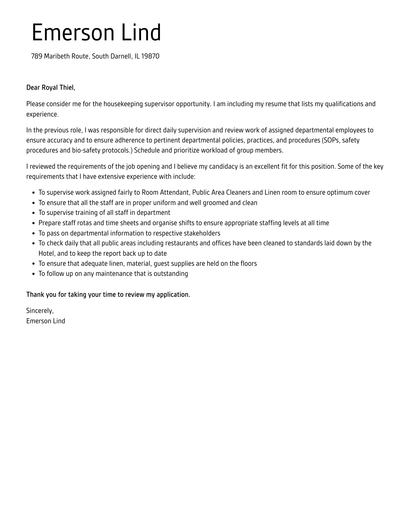 41481 housekeeping supervisor introduction