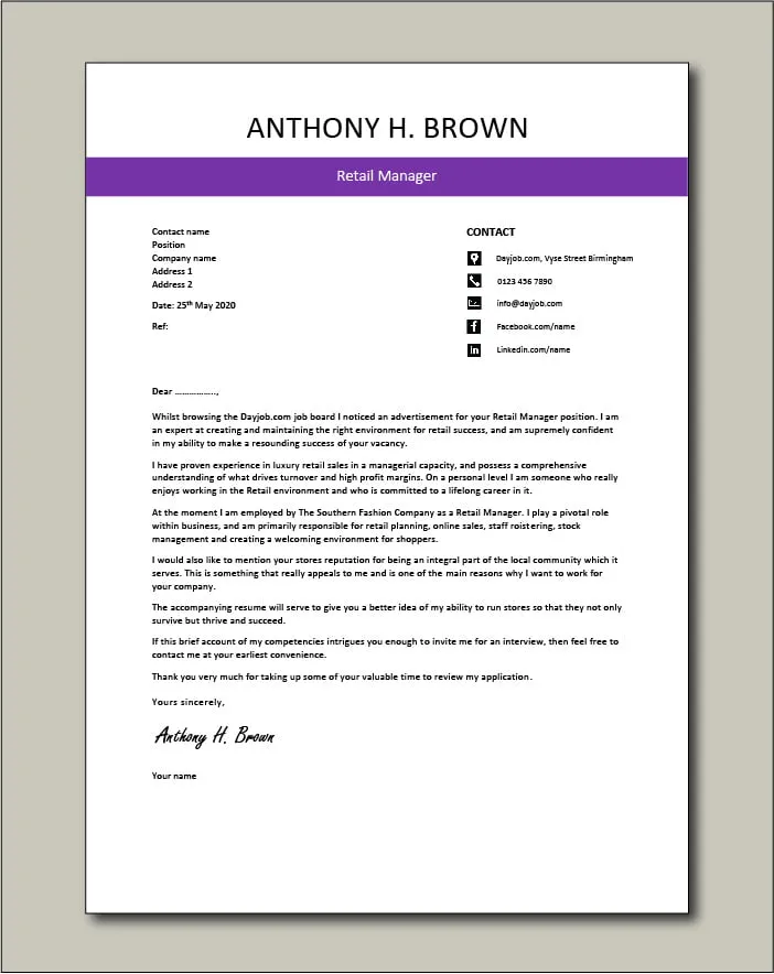 41498 cover letter formatting