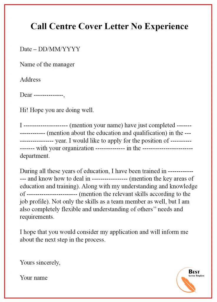 41500 call center cover letter skills
