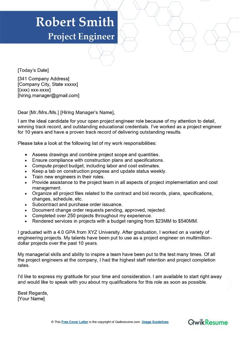 41503 engineer cover letter skills