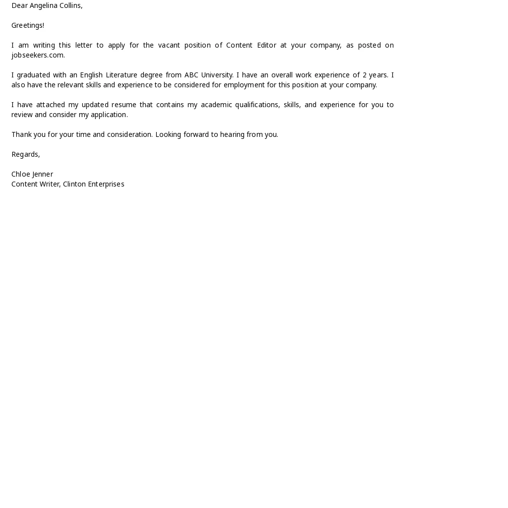 41506 cover letter value