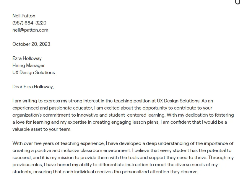 41533 teacher cover letter achievements 5