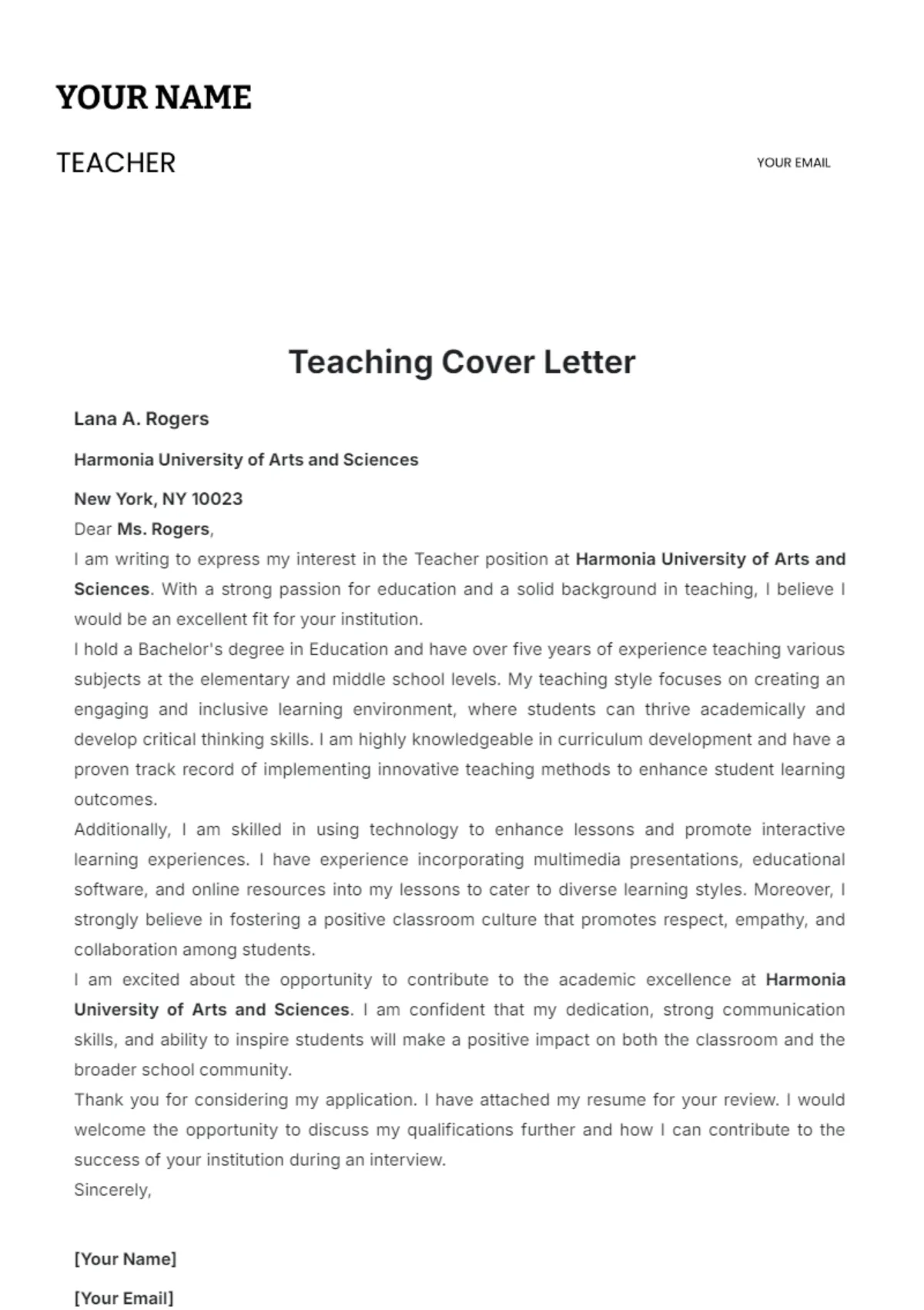 41542 cover letter teaching management