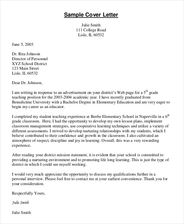 41542 cover letter teaching resume