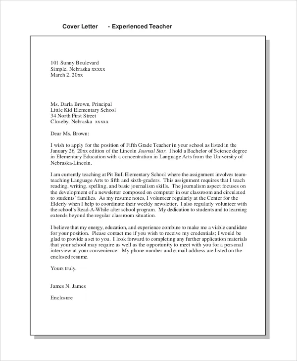 41542 cover letter teaching skills