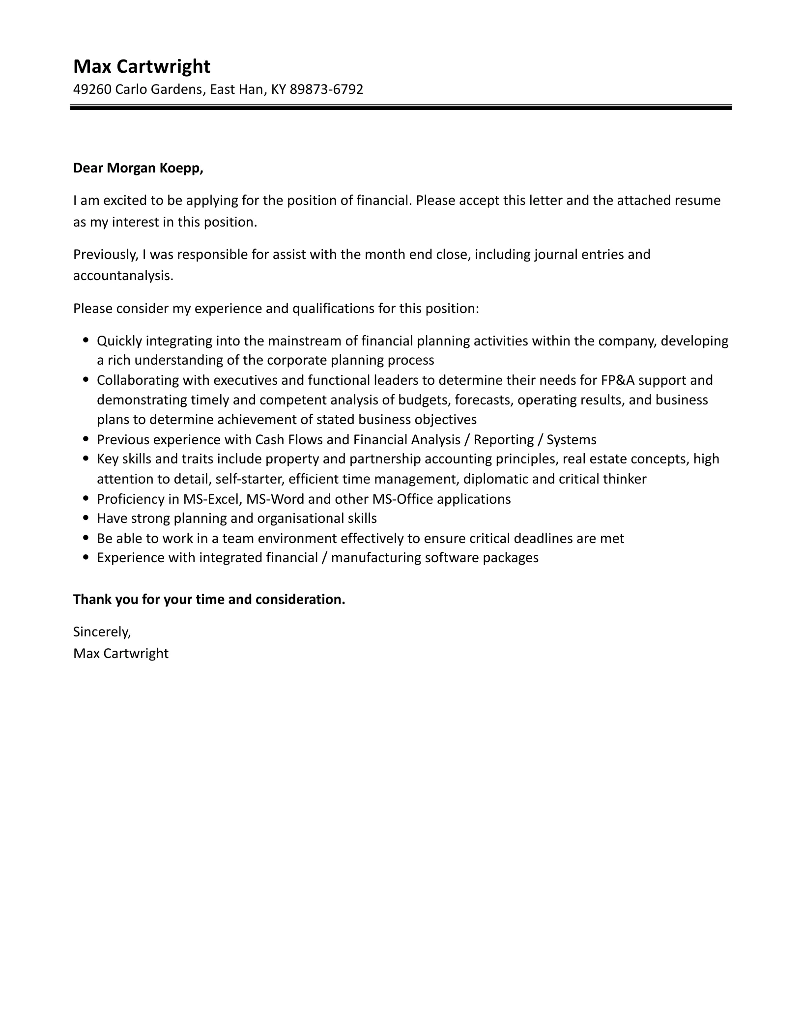 41557 quantifying achievements cover letter