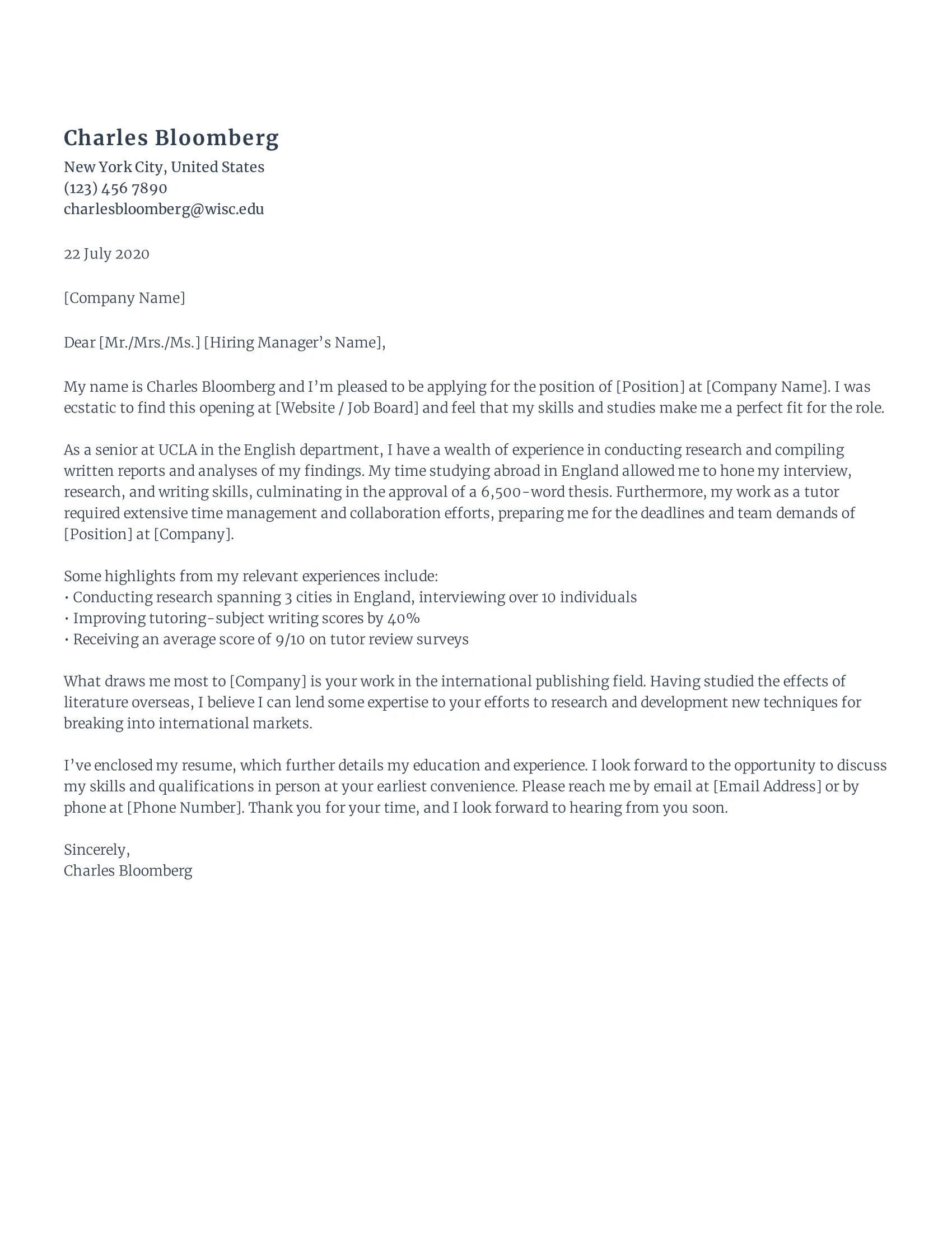 41562 formatting cover letter
