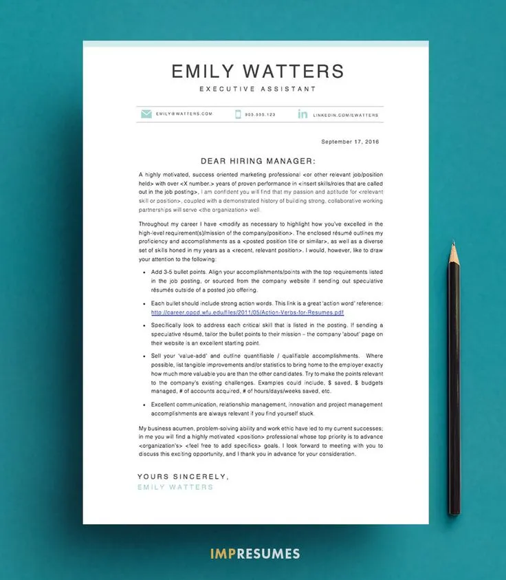 41584 action verbs cover letter
