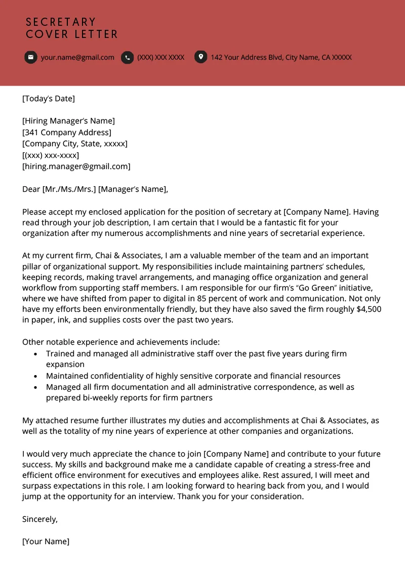 41603 cover letter structure