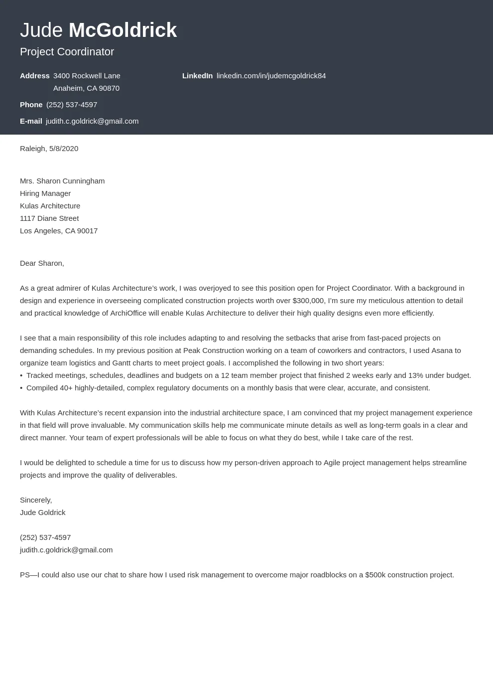 41611 cover letter tailoring grant coordinator