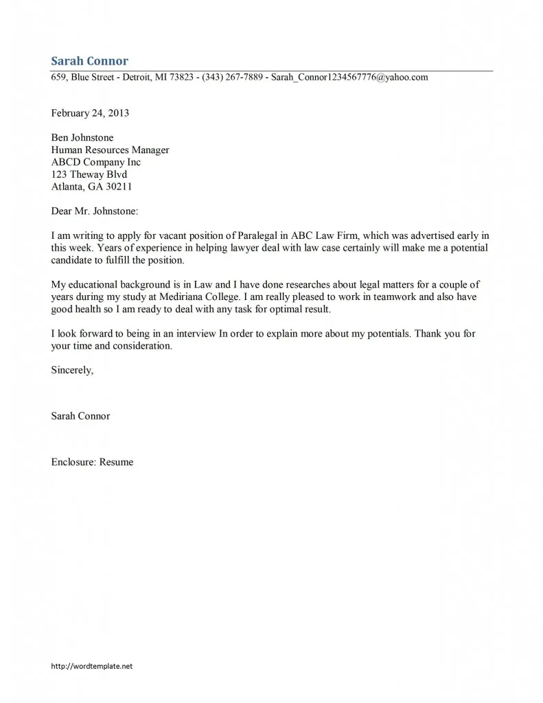 41612 cover letter formatting