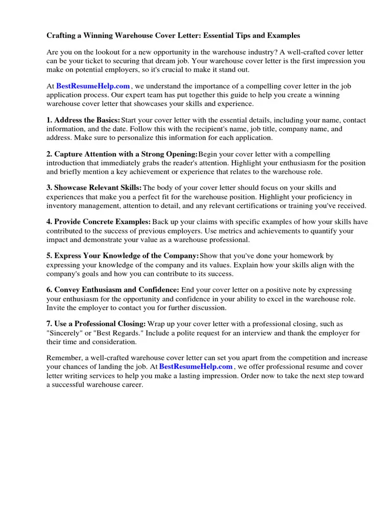 41625 warehouse cover letter
