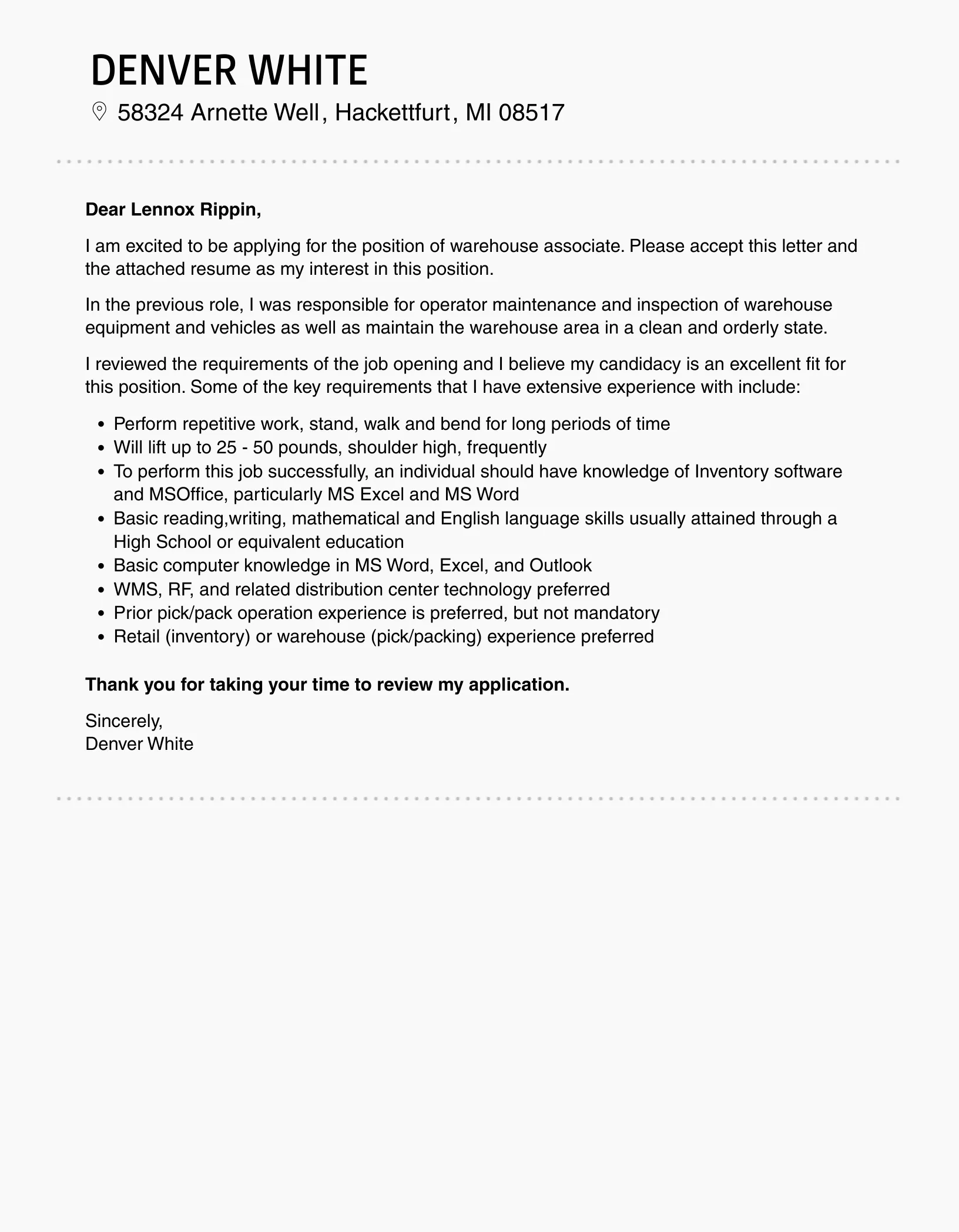 41625 warehouse job application tips