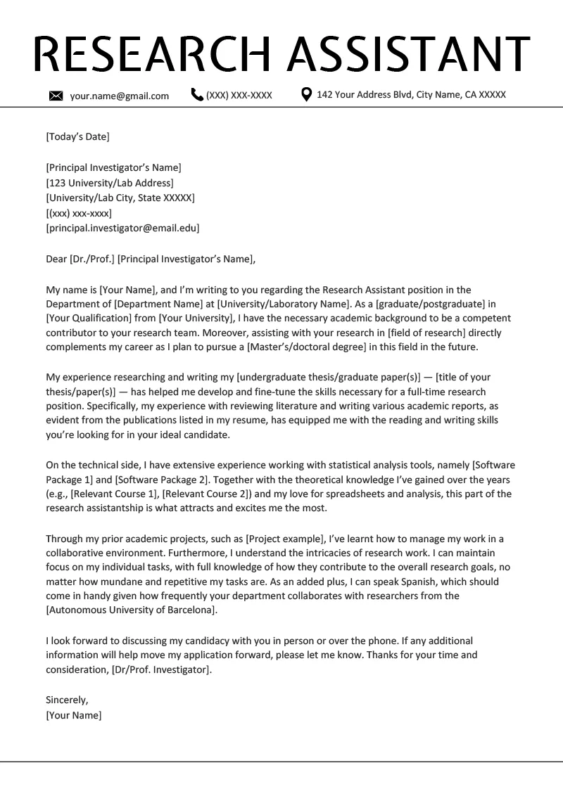 41633 research assistant cover letter header