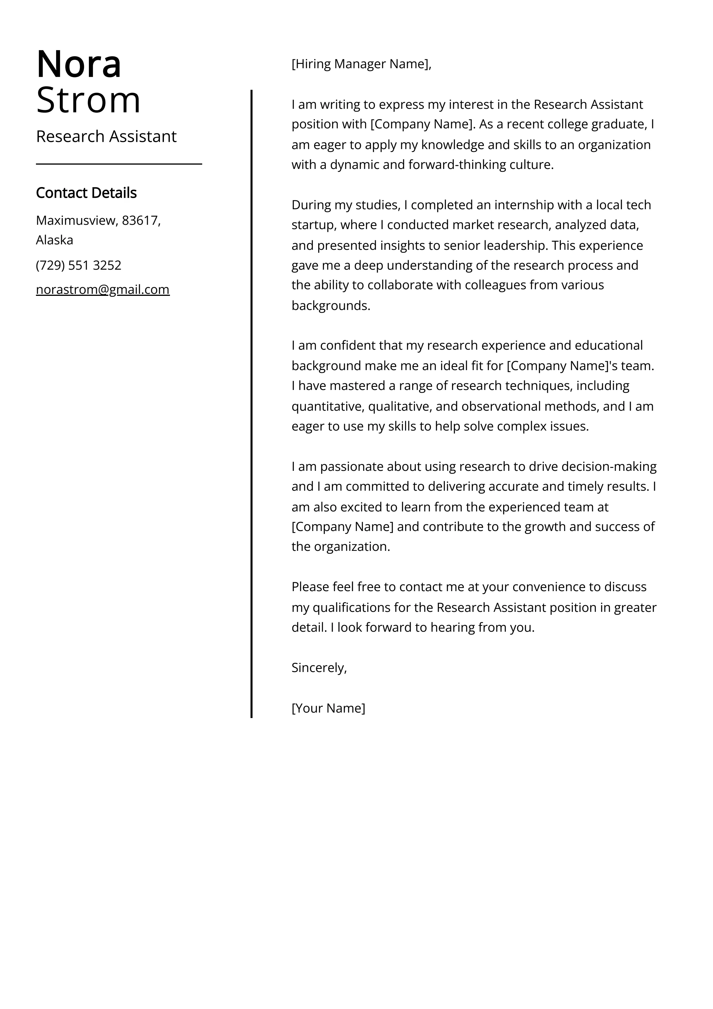 41633 research assistant cover letter research