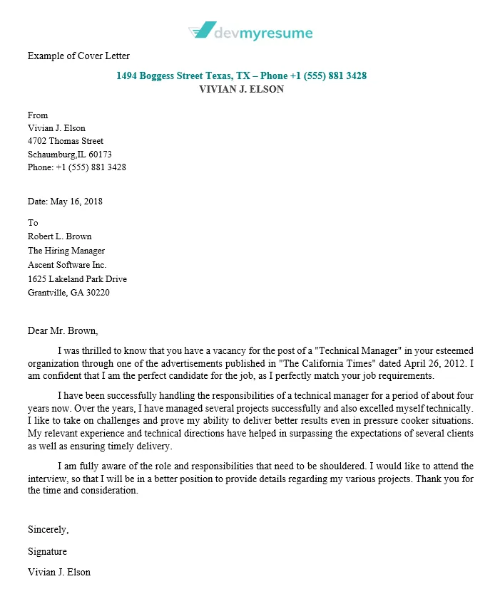 41643 cover letter qualifications