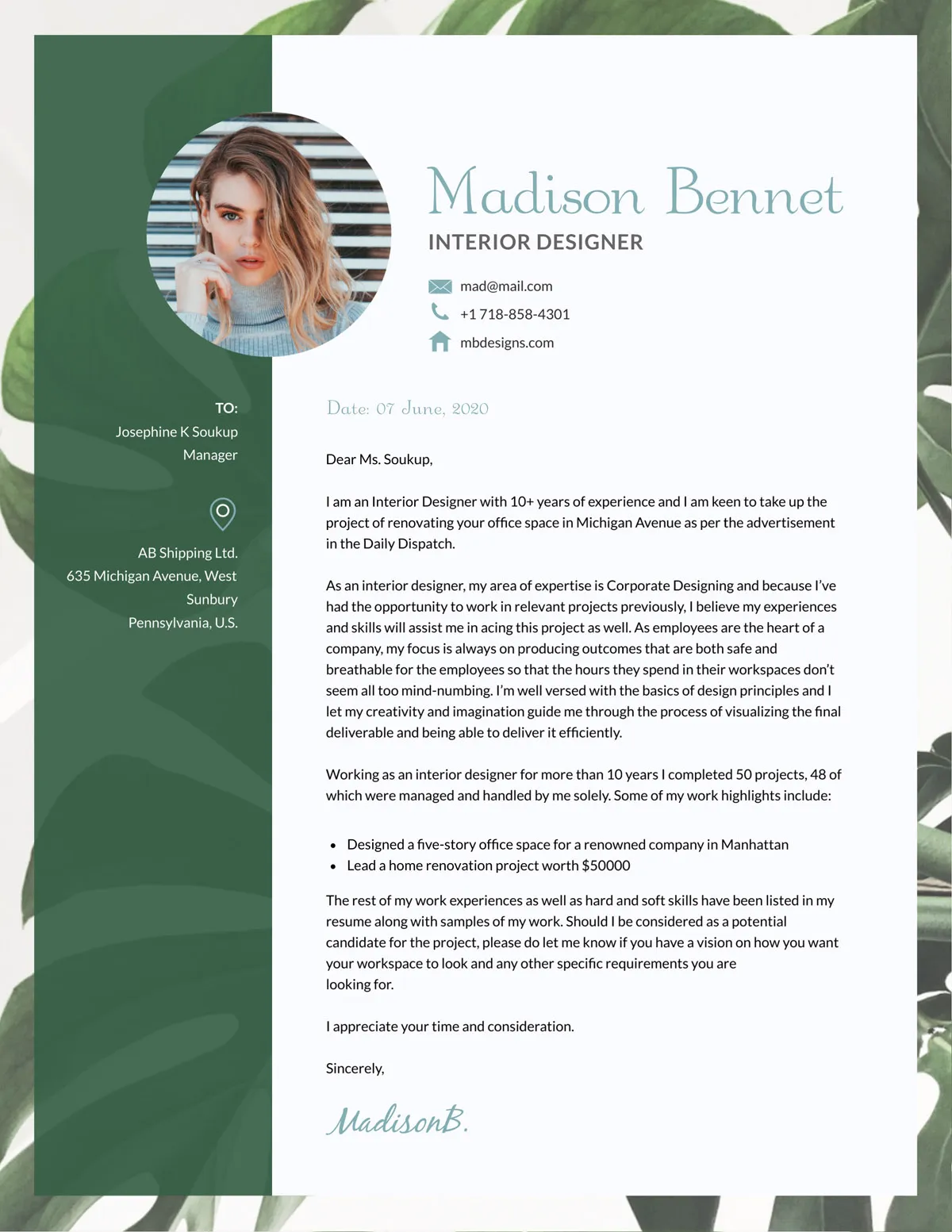 41648 call to action cover letter