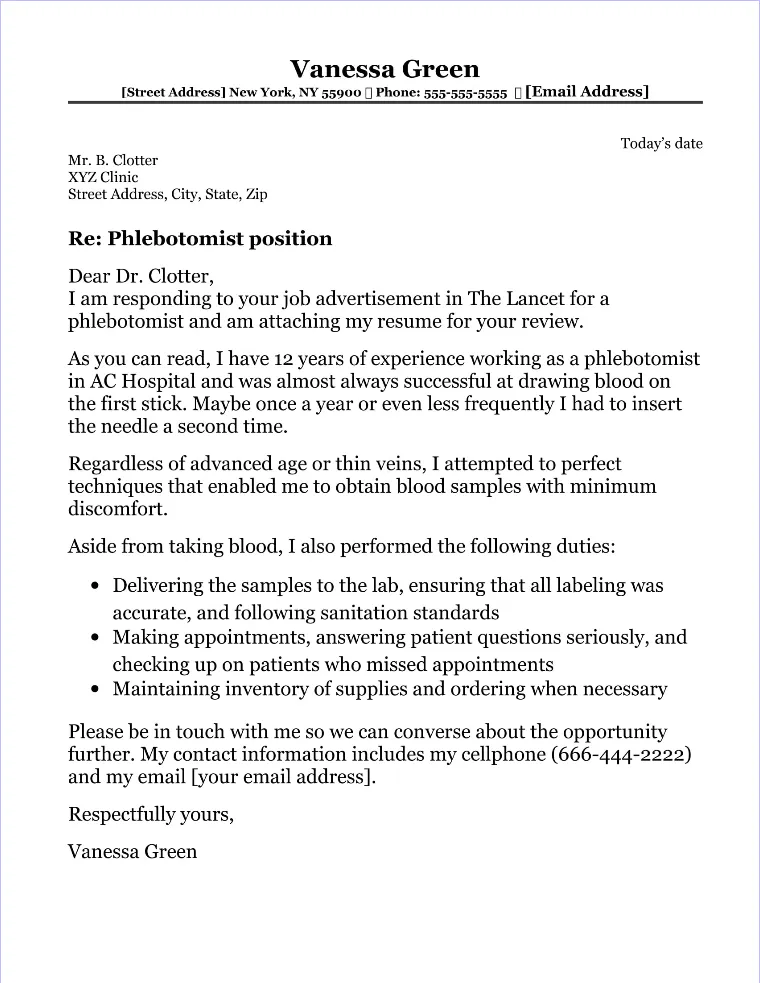 41665 phlebotomist cover letter header