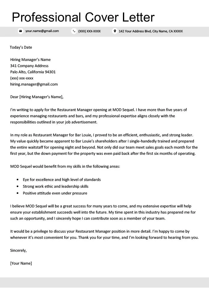 41676 cover letter industry