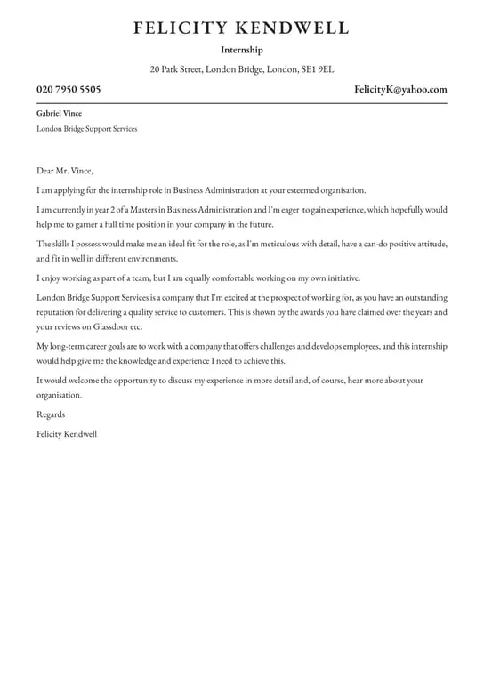 41684 cover letter internship passion
